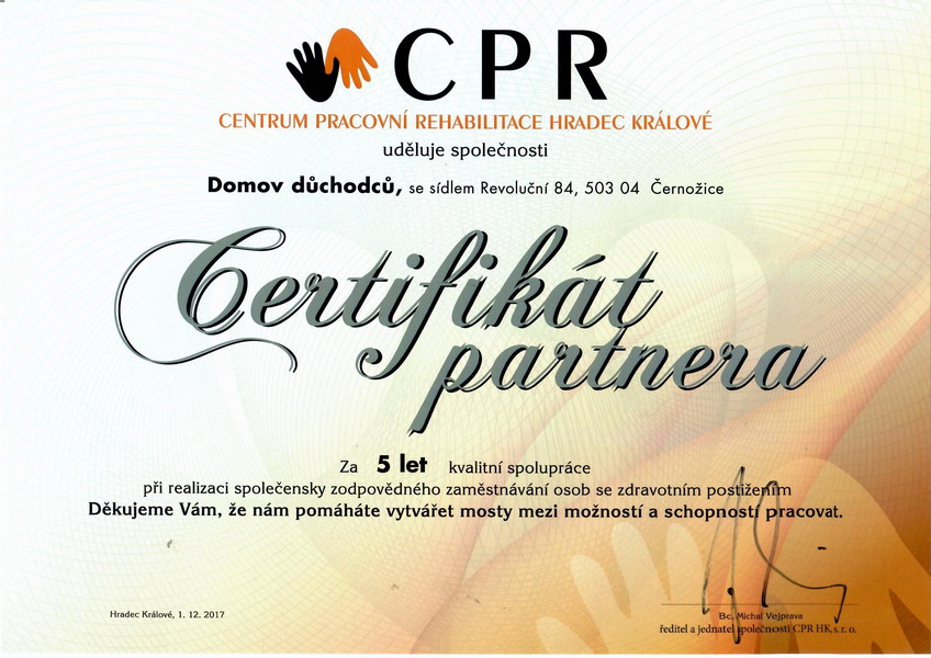 Certifikát partnera