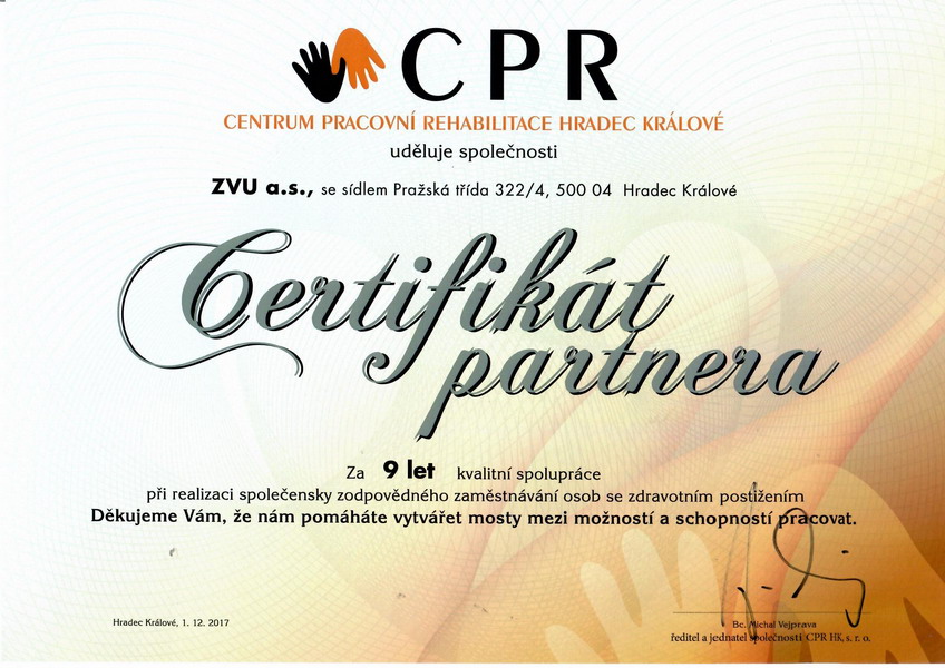 Certifikát partnera