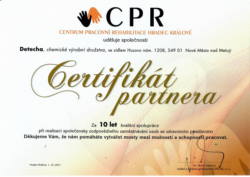 Certifikát partnera